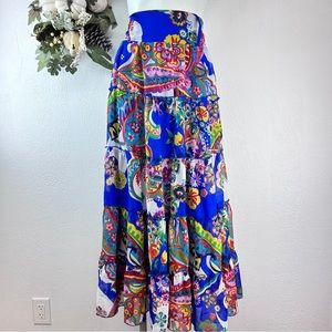 Beige by Eci Skirt Floral Tiered maxi skirt